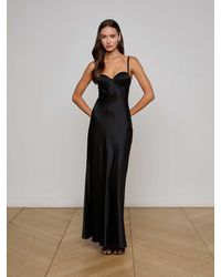 L'Agence - Robe De Soirée En Soie Sayla, Noir - Lyst