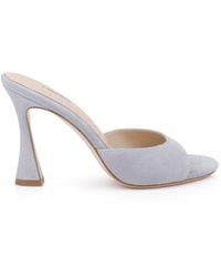 L'Agence - Avery Suede Open-Toe Mule - Lyst