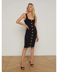 L'Agence - Robe En Maille Soleil, Noir/Doré - Lyst