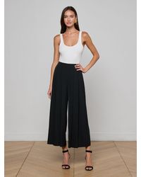 L'Agence - Novalynn Cropped Pleated Pants - Lyst
