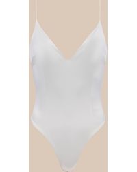 L'Agence - Dara Stretch Satin Bodysuit - Lyst