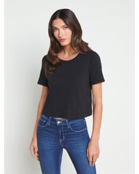 L'Agence - Donna Cotton Cropped Tee - Lyst