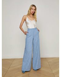 L'Agence - Pilar Pinstriped Wide-Leg Pants - Lyst