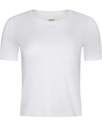 L'Agence - 'Agence Stormy Cropped Cotton T-Shirt - Lyst