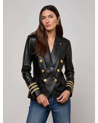 L'Agence - Blazer En Cuir Kenzie, Noir - Lyst