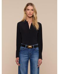 L'Agence - Chemisier En Soie Babette (Noir) - Lyst