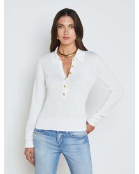 L'Agence - Pull À Manches Longues Sterling En Blanc/Or - Lyst
