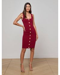 L'Agence - Robe En Maille Soleil, Bordeaux Profond/Doré - Lyst