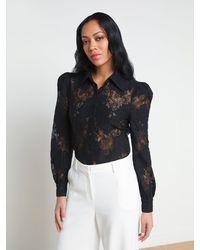 L'Agence - Blouse En Dentelle À Manches Bouffantes Jenica En Noir - Lyst