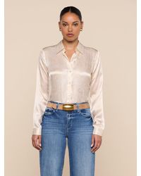 L'Agence - Chemisier En Soie Tyler, Blanc Vintage À Motif Cachemire Ton Sur Ton - Lyst