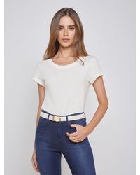 L'Agence - T-Shirt En Coton À Encolure Dégagée Cory, Blanc Vintage - Lyst