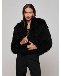 L'Agence - Aura Cropped Faux Fur Jacket - Lyst