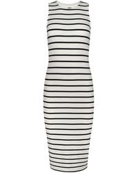 L'Agence - Robe Mi-Longue À Dos Nageur Nura, Ivoire À Rayures Noires - Lyst