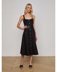 L'Agence - Tazia Midi Dress - Lyst