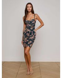 L'Agence - Bray Shirred Midi Dress - Lyst