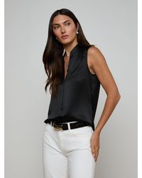 L'Agence - Chemisier En Soie Phoebe, Noir - Lyst