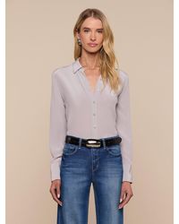 L'Agence - Chemisier En Soie Babette En Étain Clair - Lyst