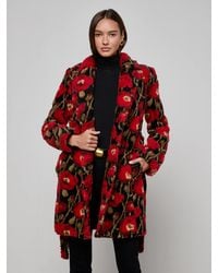 L'Agence - Manteau Mi-Long En Sherpa Tristan, Sherpa À Motif Floral - Lyst
