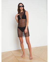L'Agence - Robe Cache-Maillot En Maille Angela En Noir - Lyst