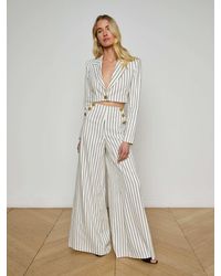 L'Agence - Pantalon Ample À Rayures Kingston, Blanc Vintage/Fines Rayures Noires - Lyst