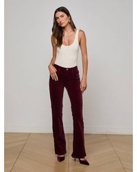 L'Agence - Jean En Velours Stevie, Bordeaux Foncé - Lyst