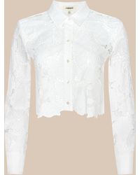 L'Agence - Seychelle Cropped Eyelet Blouse Top - Lyst