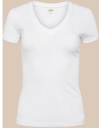 L'Agence - Becca Cotton V-neck Tee - Lyst