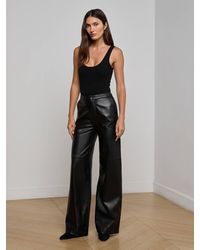 L'Agence - Livvy Leather Straight-leg Trouser - Lyst