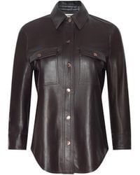 L'Agence - Avina Leather Shirt - Lyst