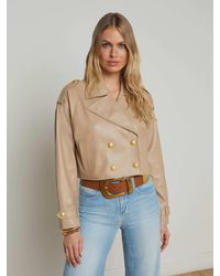 L'Agence - Kento Cropped Leather Trench Coat - Lyst