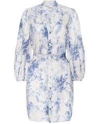 L'Agence - Robe Kiersten, Ivoire À Imprimé Dentelle Et Cachemire Bleu Style Aquarelle - Lyst
