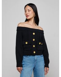 L'Agence - Top À Épaules Dénudées Teri, Noir/Doré - Lyst