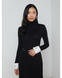 L'Agence - Flora Poplin Cuff Turtleneck - Lyst