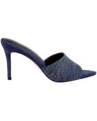 L'Agence - Lolita Denim Open-Toe Mule - Lyst