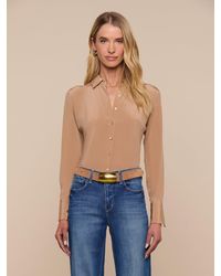 L'Agence - Chemisier En Soie Babette En Cappuccino Foncé - Lyst