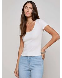 L'Agence - T-Shirt À Encolure Dégagée Brynlee, Blanc - Lyst