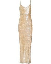L'Agence - Robe Longue À Sequins Karma, Mesh Avec Sequins Beiges Et Transparents - Lyst