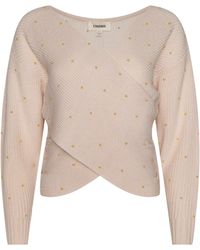 L'Agence - Pull Cache-Cœur Antonella, Rose Poudré/Doré - Lyst