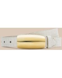 L'Agence - Marlowe Croc-Embossed Leather Belt - Lyst