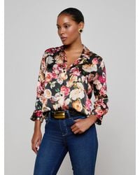 L'Agence - Chemisier En Soie Dani, Motif À Fleurs Multicolore - Lyst