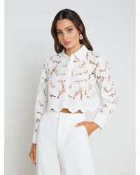 L'Agence - Seychelle Lace Cropped Blouse - Lyst