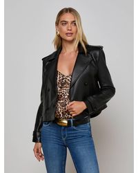L'Agence - Xoey Cropped Leather Trench Coat - Lyst