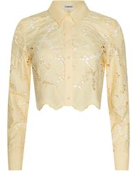 L'Agence - Seychelle Cropped Eyelet Blouse Top - Lyst