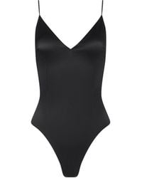 L'Agence - Dara Stretch-Satin Bodysuit - Lyst