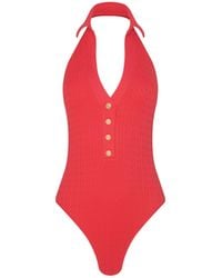 L'Agence - Natalya Collared One-Piece Swimsuit - Lyst