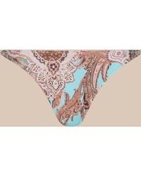 L'Agence - Bas De Bikini Ficelle, Bleu Glacé À Imprimé Cachemire Marron - Lyst