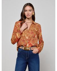 L'Agence - Chemisier En Soie Nina, Motif Cachemire Ocre Doré Et Multicolore - Lyst