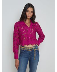 L'Agence - Seychelle Cropped Lace Blouse Top - Lyst