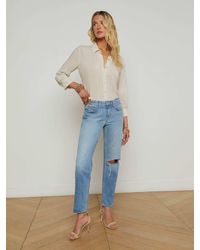 L'Agence - Nevia Slouchy Straight-Leg Jean - Lyst