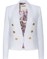 L'Agence - Blazer Brooke, Blanc Avec Doublure À Imprimé Jungle Papillons Coloré - Lyst